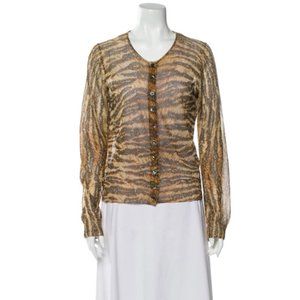 DOLCE & GABBANA Animal Print Scoop Neck Sweater Si